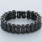 Casting Stainless Steel Man Bracelet 15MM Width Bike Motorcycle Chain Men's Bracelets & Bangles for Men 5 Color Bikers'