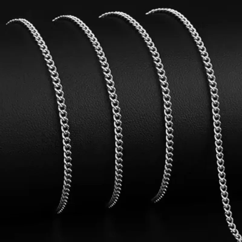 2mm Men's Cuban Chain Necklace Simple 925 Sterling Silver Necklace Fashion Titanium Steel Jewelry Trend Party