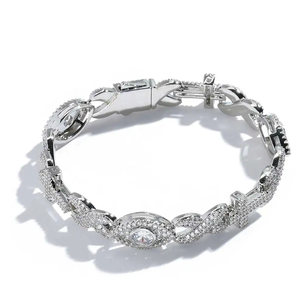 Cross Cuban Bracelet Iced Out 8MM Stainless Steel