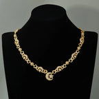 Iced Out Star Cuban Chain Necklace Moon CZ