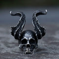 NEW Men's 316L Stainless-Steel Rings Skull Ring Horned Satan Devil Ring for Teens Gothic Punk Jewelry Gifts Dropshipping