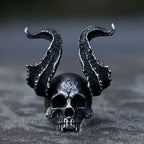 NEW Men's 316L Stainless-Steel Rings Skull Ring Horned Satan Devil Ring for Teens Gothic Punk Jewelry Gifts Dropshipping