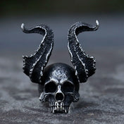 Horned Devil Skull Ring — 316L Stainless Steel