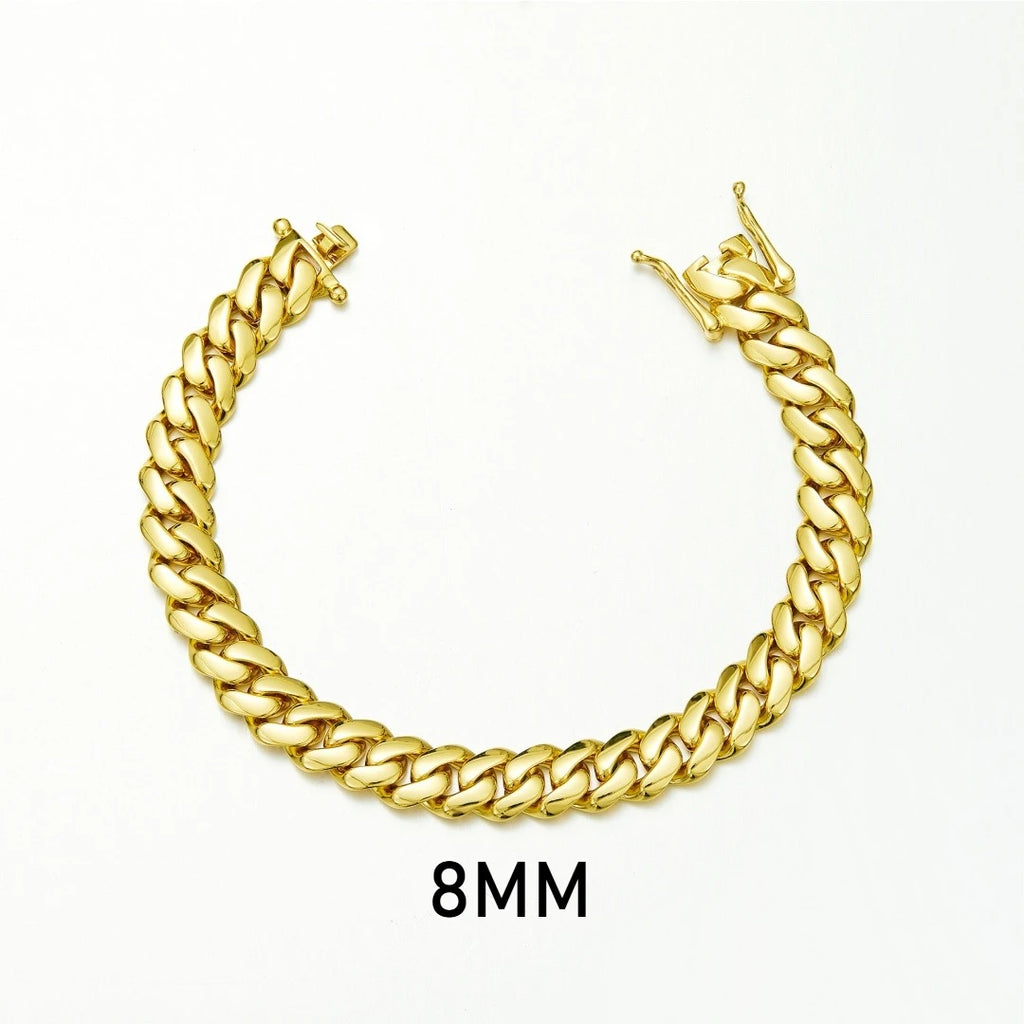 8-14mm Punk Rock Stainless Steel Rhombus Cuban MIami Link Chain Bracelets for Men Hip Hop Rock Jewelry Gold Color Jewelry Gift