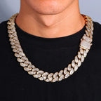 Iced Out Cuban Chain Necklace Stainless Steel 18MM
