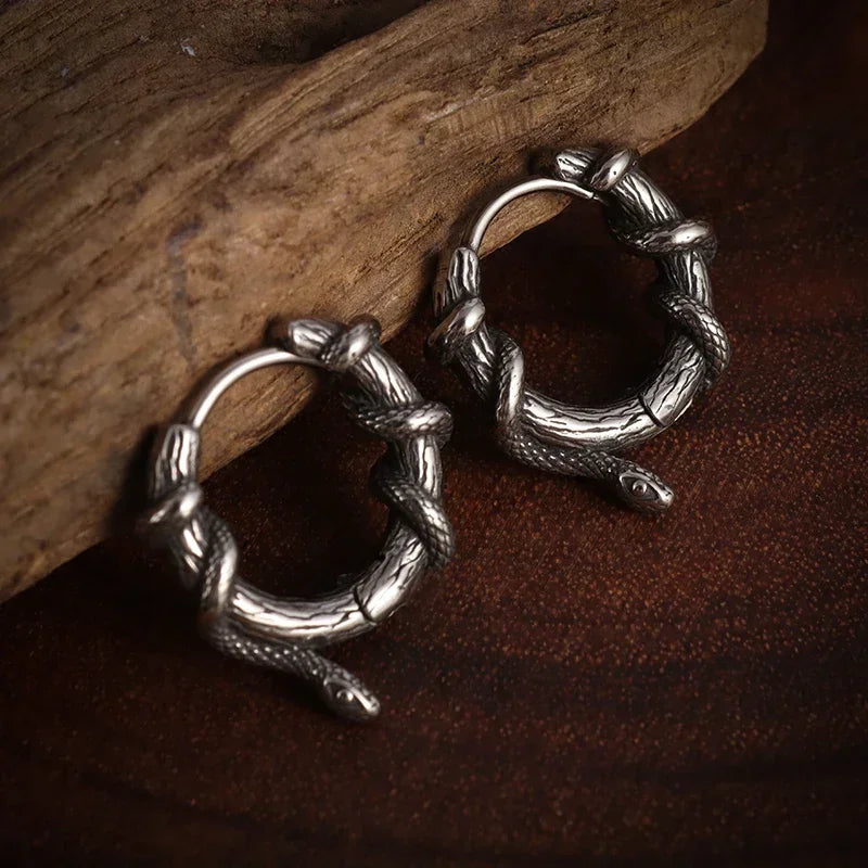 Gothic Spiked Hoop Earrings Small Textured Huggie — Two-Tone