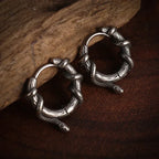 Gothic Spiked Hoop Earrings Small Textured Huggie — Two-Tone