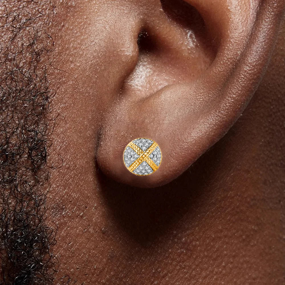 Hemispherical Style Chunky Cross Iced Out CZ Stud Earrings for Men Women Hip Hop Rock Piercing Ear Earings Punk Jewelry