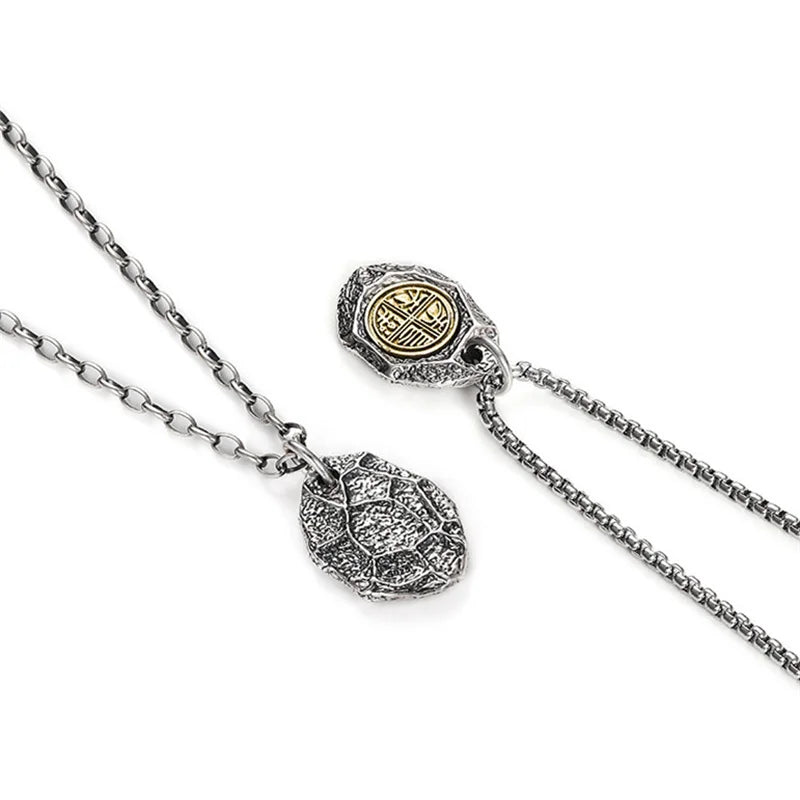 Vintage Boundless Joy Stone Pendant For Men Jewelry Ethnic Style Lucky Chain Necklace Male Personality Sweater Accessories