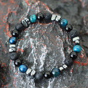 Stone Bead Strand Bracelet for Men — Blue, Black & Brown Options