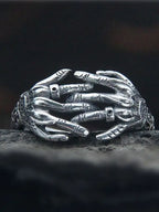 WEIER Punk Style Skull Hand Ring Men Women Nightclub Fashionable Aggressive Hand Stacking Rings Silver 925 Trendy Jewelry