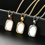 1Pc Stainless Steel Vintage Mirror Pendant Necklace For Women Girls Rectangle Shape Blank Bar Charms Chains Choker Jewelry Gifts