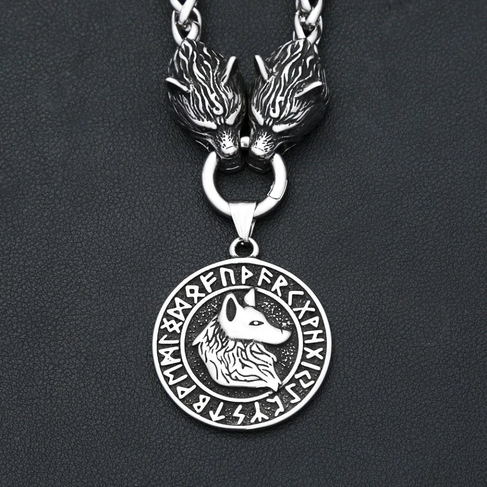 Viking Wolf Head Pendant — Stainless Steel