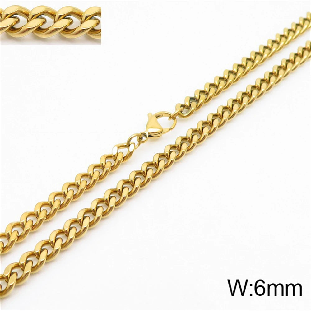 Punk Curb Cuban Link Chain Men Women Stainless Steel Long Necklace Fashion Tide Hip Hop Sweater Accessories Party Jewelry Gifts