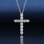 925 Sterling Silver Cross Necklaces for Female Brilliant Round CZ Stone Women's Neck Chain Hiphop Party Jewelry