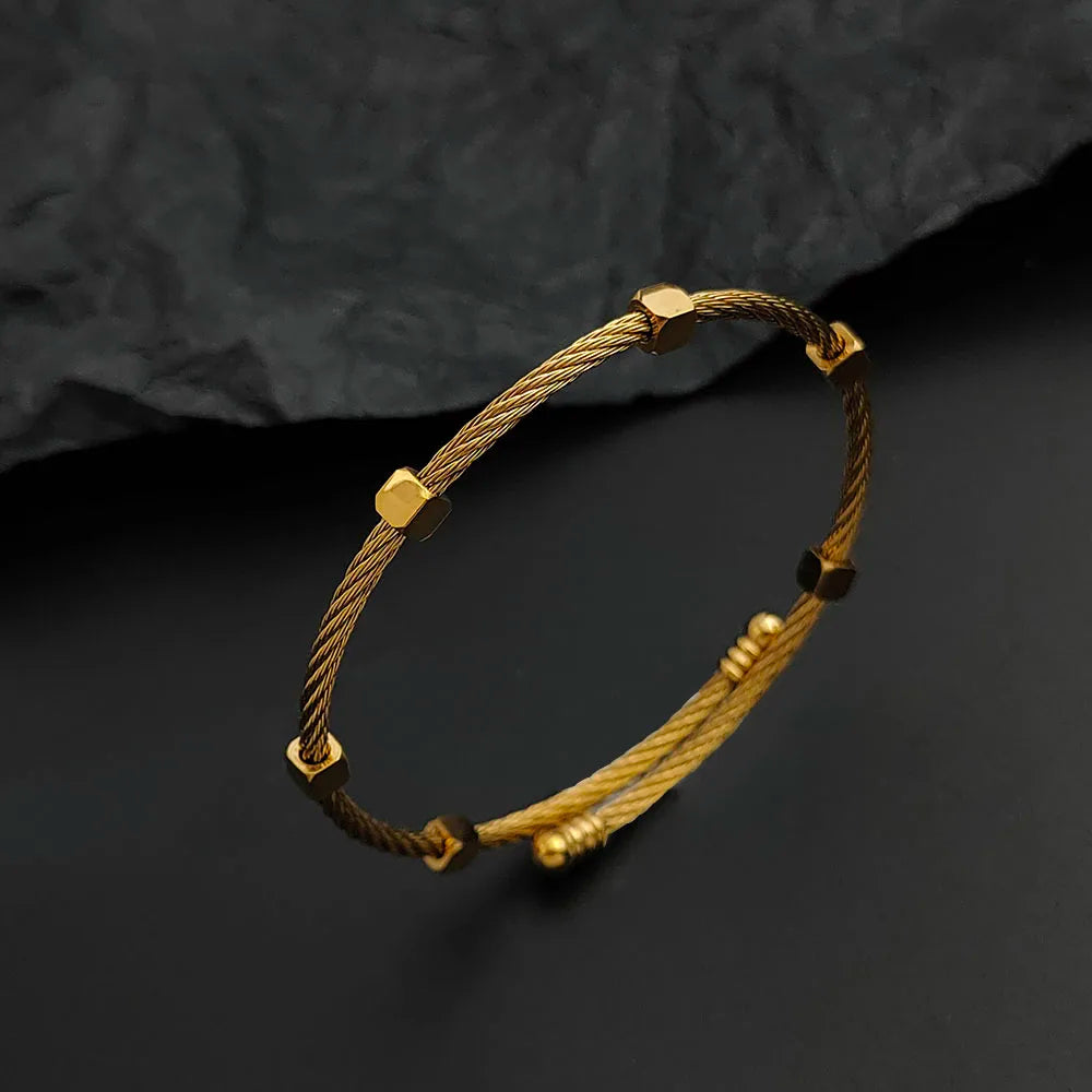 Wire Thorn Nut Bracelet for Women — Gold-Tone, Stainless Steel