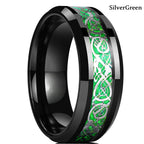 Fashion 8mm Stainless Steel Celtic Dragon Rings For Men Inlay Purple Carbon Fiber Rings Wedding Band Jewelry Birthday Gifts