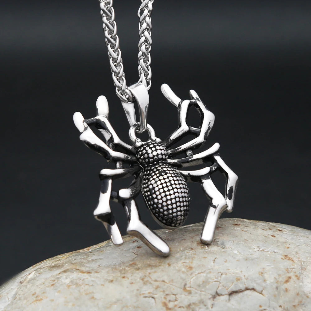 Spider Pendant Necklace — Stainless Steel