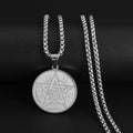 Stainless Steel Solomon Religious Seven Archangels Compass Pendant Necklace Men's Retro Lucky Amulet Jewelry