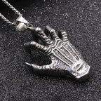 Vintage Skull Hand Demon Eye Necklace Pendant Men's Punk Biker Stainless Steel Hell's Eye Pendant Fashion Men Chain