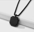 Punk Style Black Square Pendant Necklace For Men Women Hip Hop Stainless Steel Gold Color Neck Chain Rock Jewelry Cool Fashion