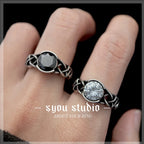 Nordic Viking Knot Rune Ring — White Stone, Stainless Steel