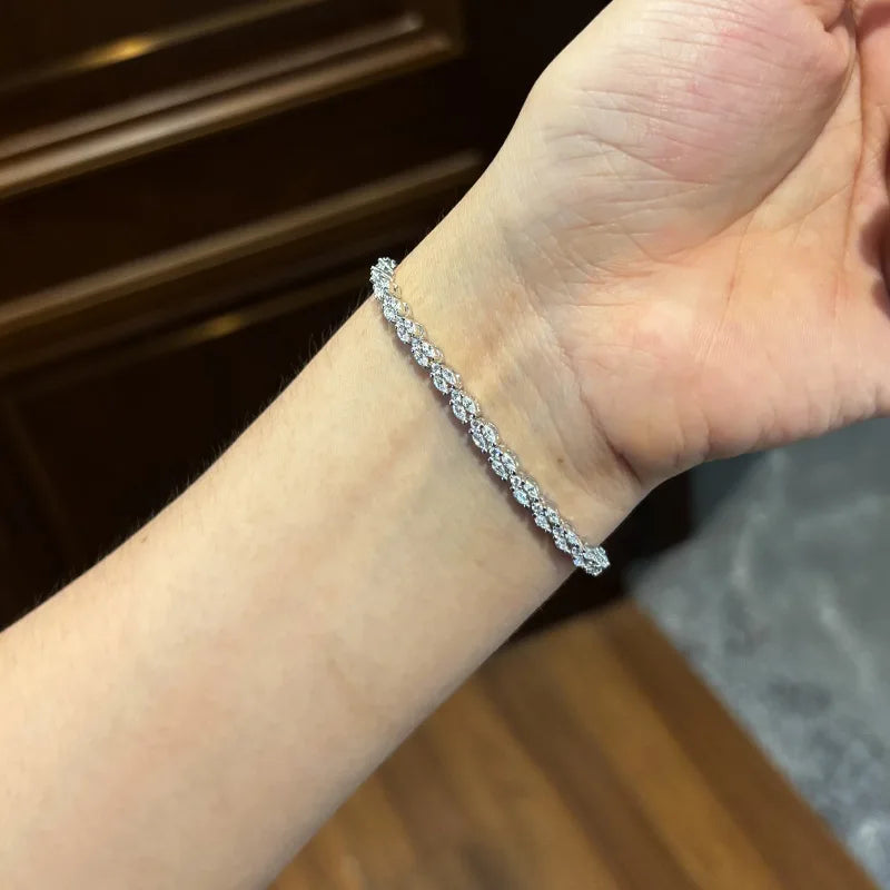 Luxury white certifid marquise bracelet full of for women, encrusted birthda
