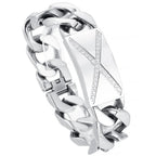 Massive Man Bracelet 20MM Width Men's Stainless Steel Cuban Link Chain Bracelet with CZ Gothic Biker Jewelry Accessory