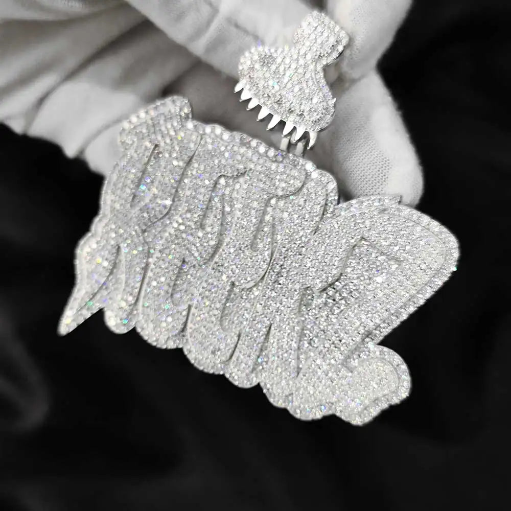 925 Silver VVS Moissanite Letter Pendant