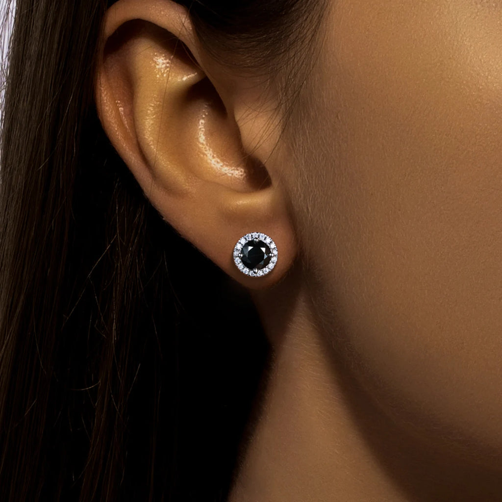 Iced Out Black Diamond Earrings — 925 Silver