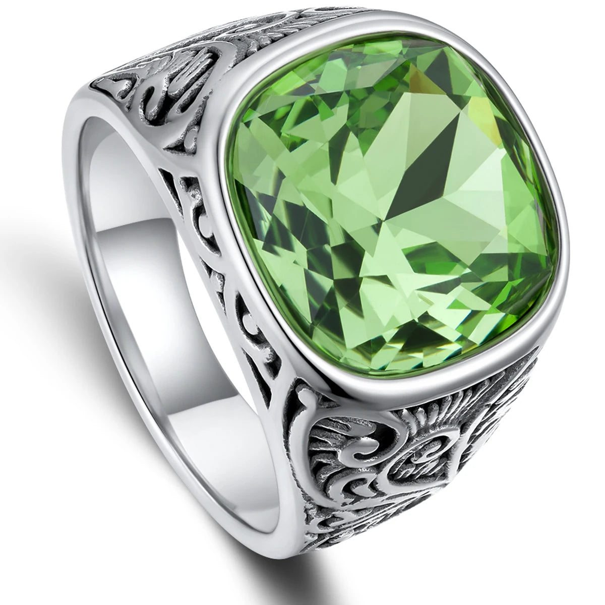 1pc Retro European American Style Men'S 316L Stainless Steel Ring, Fashionable Simple Creative Design, Synthetic Faux