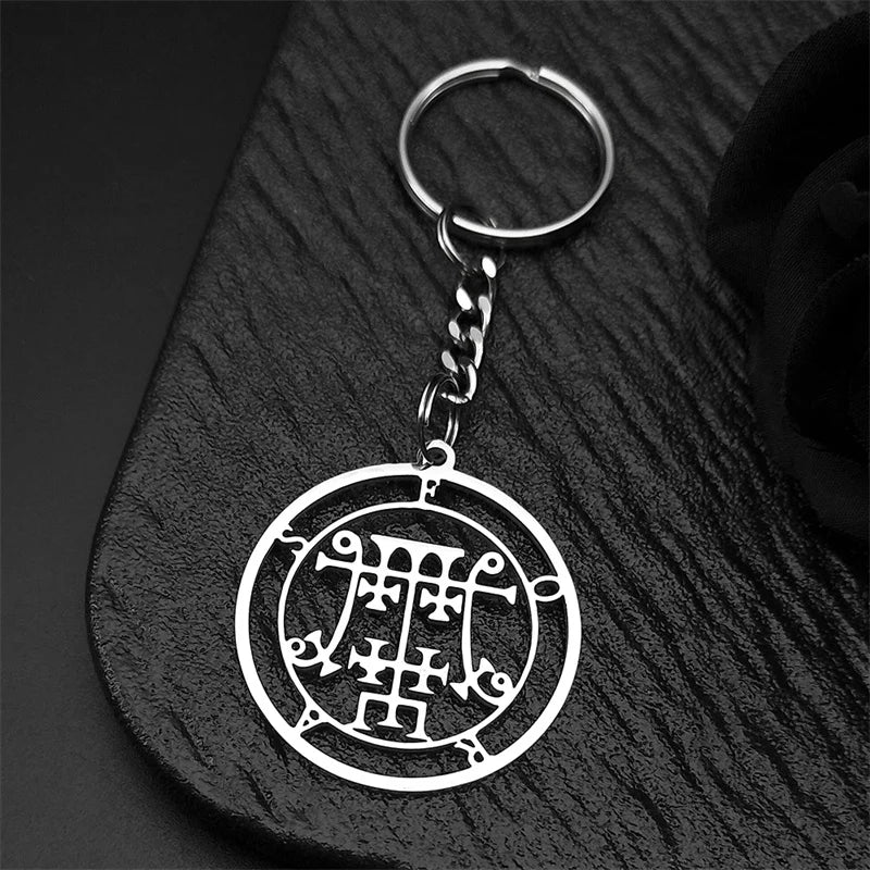 Angel Seal Pendant Keyring — Stainless Steel