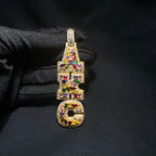 THE BLING KING Custom Vertical Initial Letter Pendant Mixed Inlay Different Shape Cubic Zircon NamePlate Necklace
