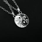 Vintage Sun Moon Tai Chi Necklace for Couple Chinese Style Yin Yang Dragon Pendant Clavicle Chain Best Friends Gift