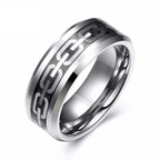 Fashion 8mm Men's Stainless Steel Ring Inlay Black Carbon Fiber Ring Wedding Engagement Jewelry Anniversary Gifts Drop
