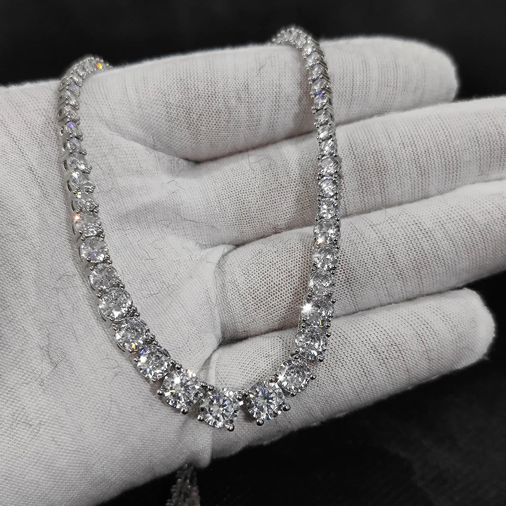 Tennis Chain Necklace Stainless Steel Gradient CZ