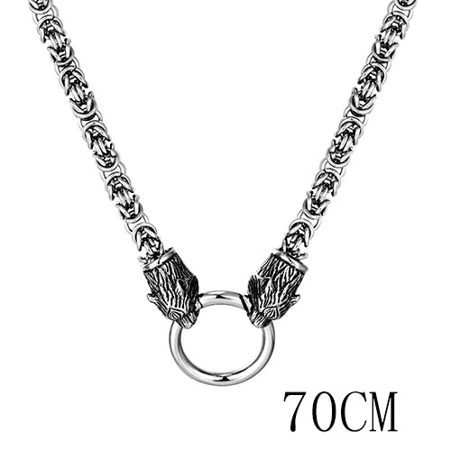 Animal Pendant Necklace Wolf Dog Skull Snake — Stainless Steel