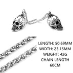 Men's Vintage Cracked Skull Pendant Necklace For Men 316L Stainless Steel Twist Chain Gothic Biker Punk Jewelry Gift