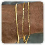 Dainty Gold/Silver Chain Bracelet Stack 14K Gold Plated Silver Bracelets For Men Stainless Steel Adjustable Cross Charm Cuban Link Bracelet Snake Jewelry To Men Dad Birthday Day