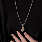 Stainless Steel Lightning Bolt Pendant Necklace Hip-Hop Style Fashionable Jewelry for Women and Men Gift Idea