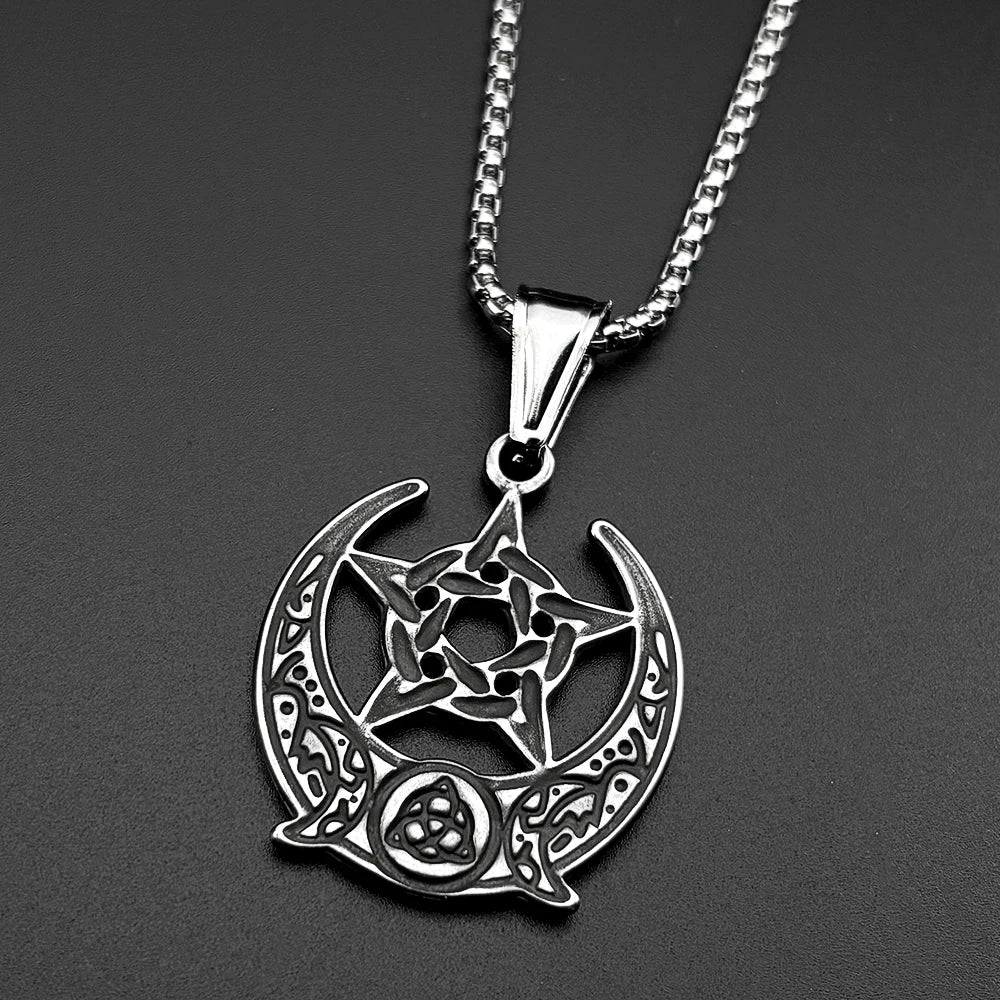 Star Celtic Steel Pendant Vinatge Wicca Triple