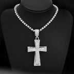 Hip Hop Mens Womens Large Cross Pendant Necklace with 4mm Tennis Chain HipHop Iced Out Bling Necklaces Fashion Charm