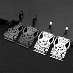 Cat Silver Earrings Gothic Witch Moon Long Hoop