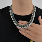 Gold Cuban Chain Necklace Iced Out 18MM 3-Row