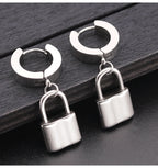 1 pair Fashion Simple Padlock Pendant Stainless steel lock Shaped Stud Earrings For Women Punk Hip Hop Style Ear