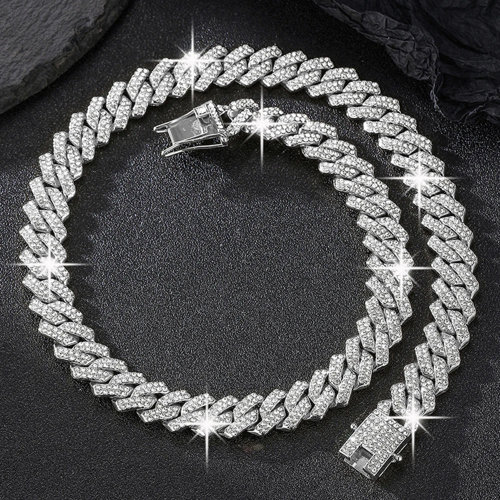 Iced Out Miami Cuban Chain 14mm — Silver