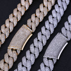 Gold Cuban Chain Necklace Iced Out 18MM 18K