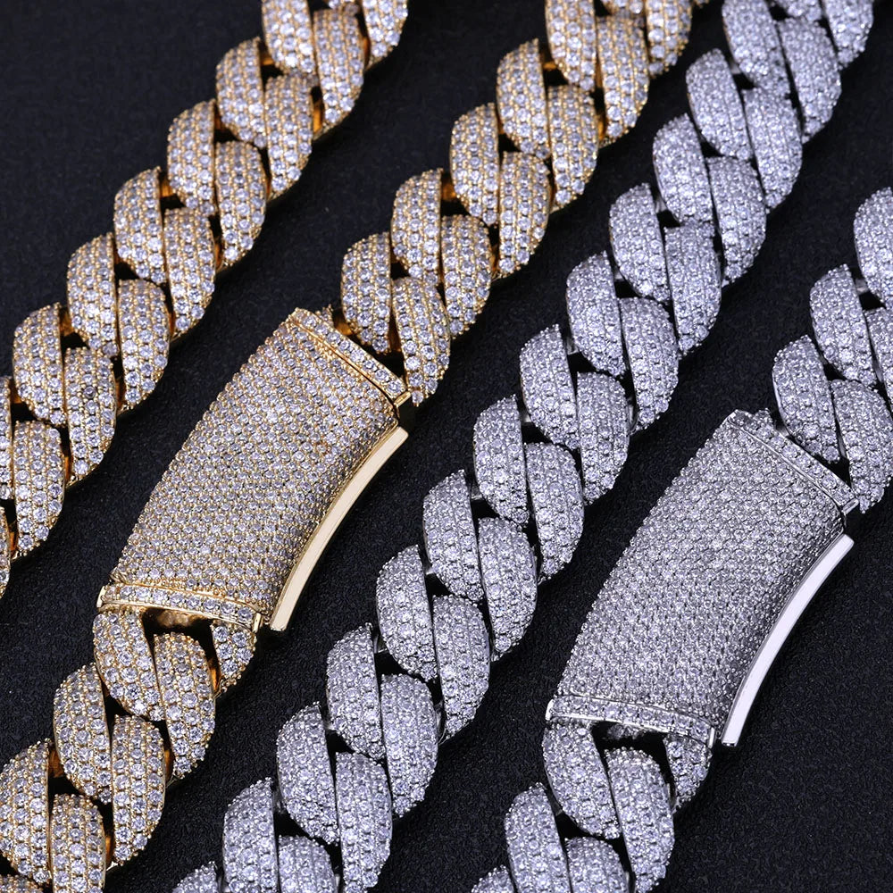 Gold Cuban Chain Necklace Iced Out 18MM 18K