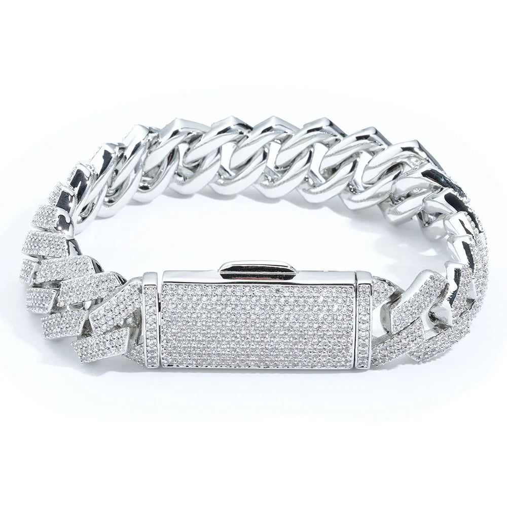 Iced Out Cuban Necklace Stainless Steel 16MM 3-Row