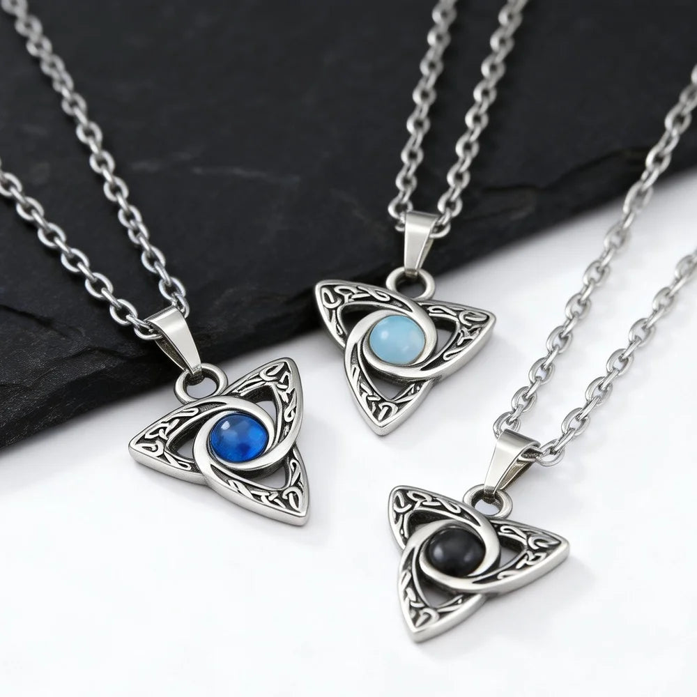 Vintage Geometric Necklaces for Men,Stainless Steel Celtic Knot Necklace,Gothic Punk Jewelry Gift for Husband Son Dad